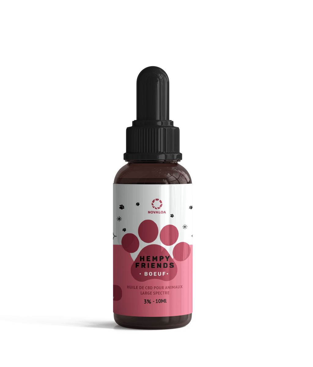 Huile CBD animaux 3% boeuf | NOVALOA