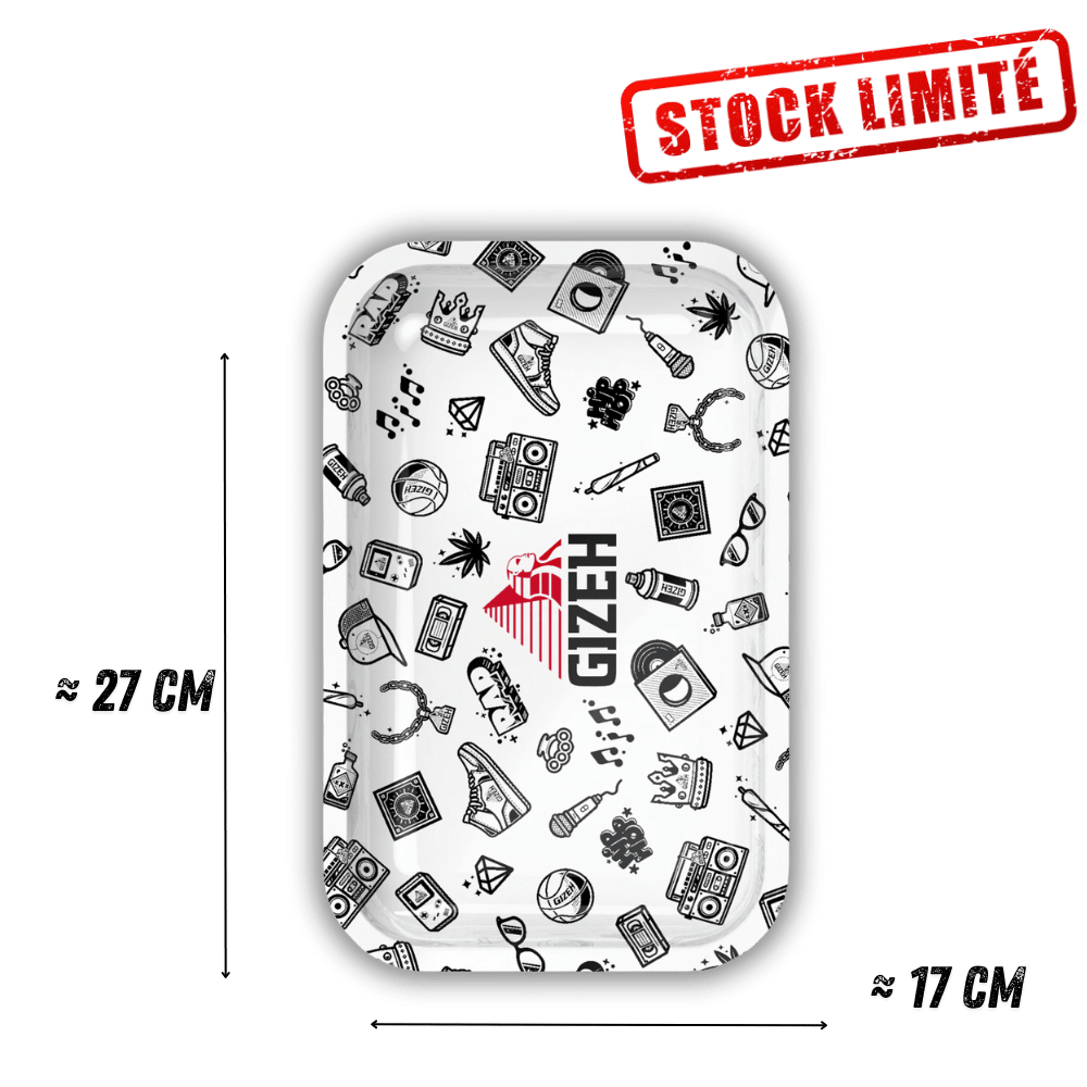 Plateau de Roulage GIZEH Comic Taille M - 275x175mm (Blanc)