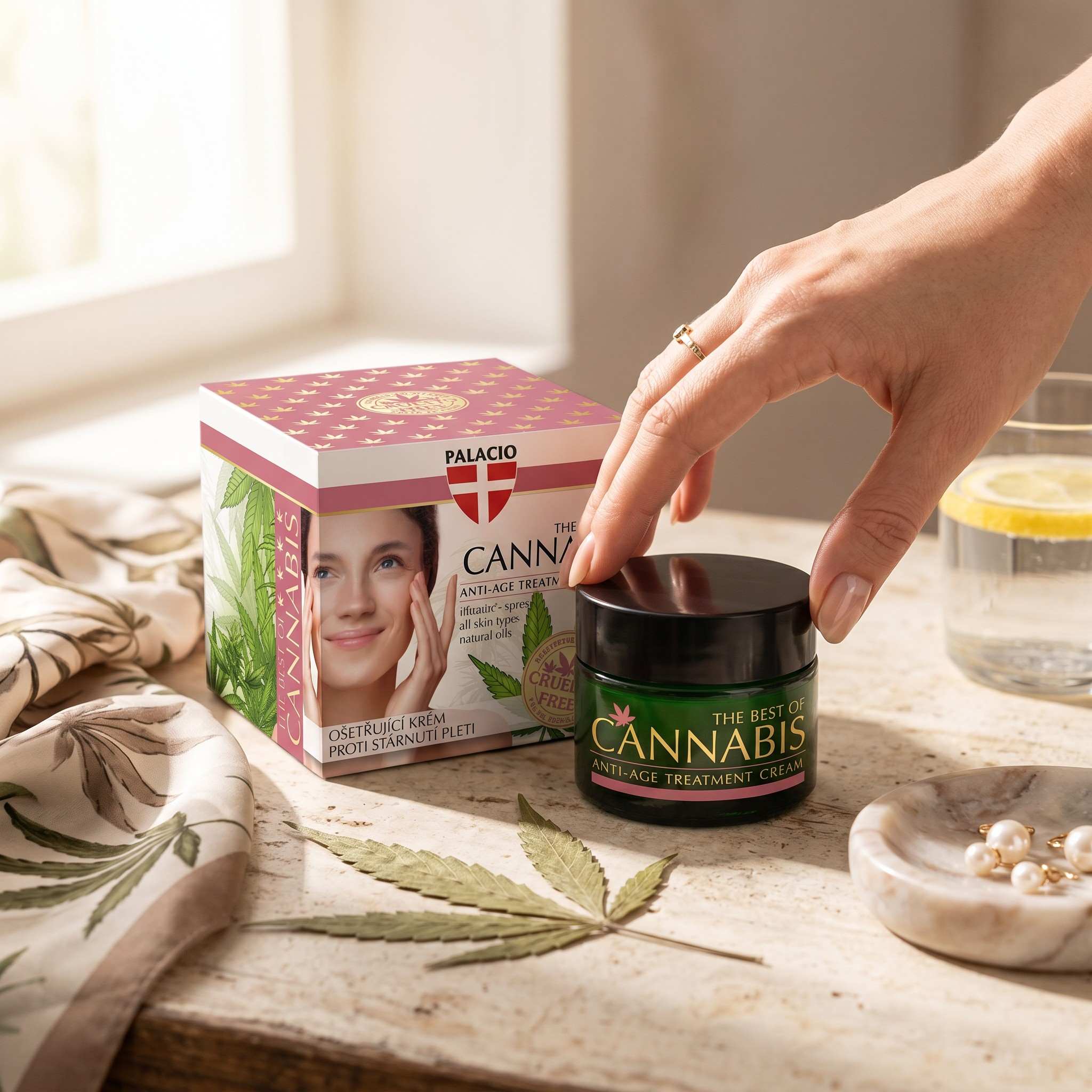 Crème Visage Anti-Âge au Cannabis - CBD & Chanvre, 50 ml Palacio