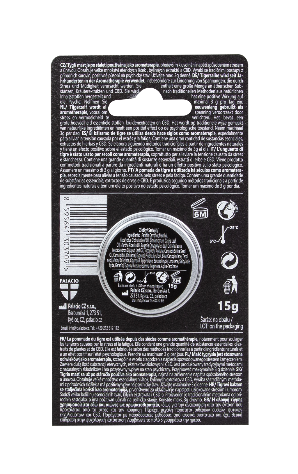 Tiger – Baume du Tigre au CBD & Huiles Essentielles, 15g Palacio