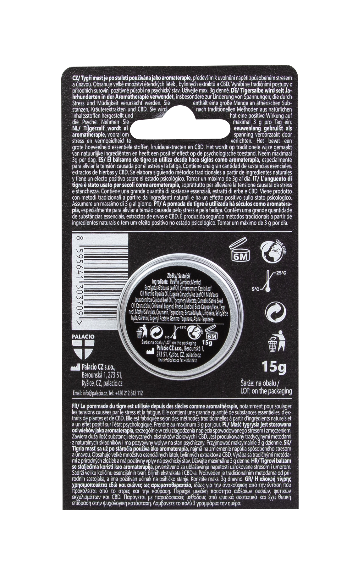 Tiger – Baume du Tigre au CBD & Huiles Essentielles, 15g Palacio