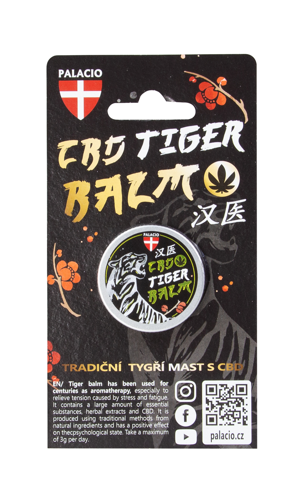 Tiger – Baume du Tigre au CBD & Huiles Essentielles, 15g Palacio