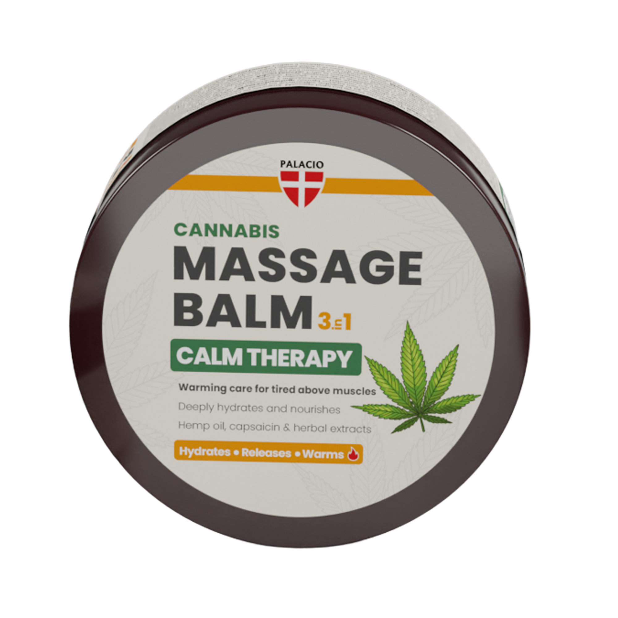 Baume de Massage Calm 3-en-1 Chauffant à l'Huile de Chanvre Palacio